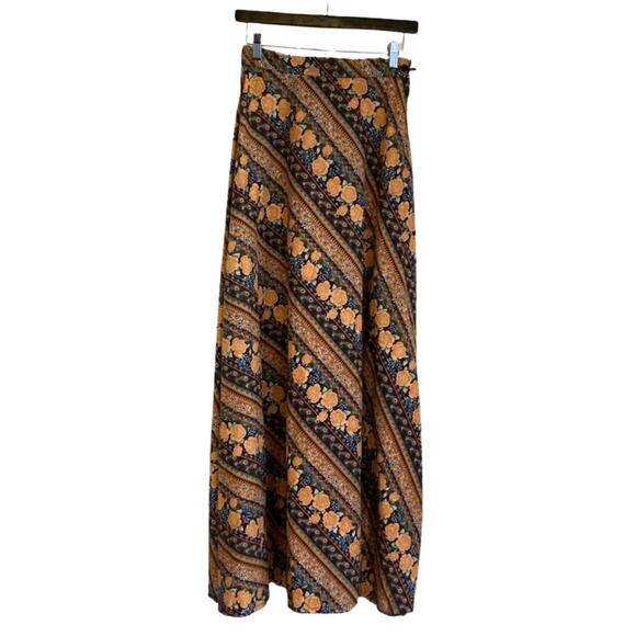 Vintage 1970s Spectramic London Floral Stripe Maxi Skirt – Made in England, Rare - Picture 1 of 3